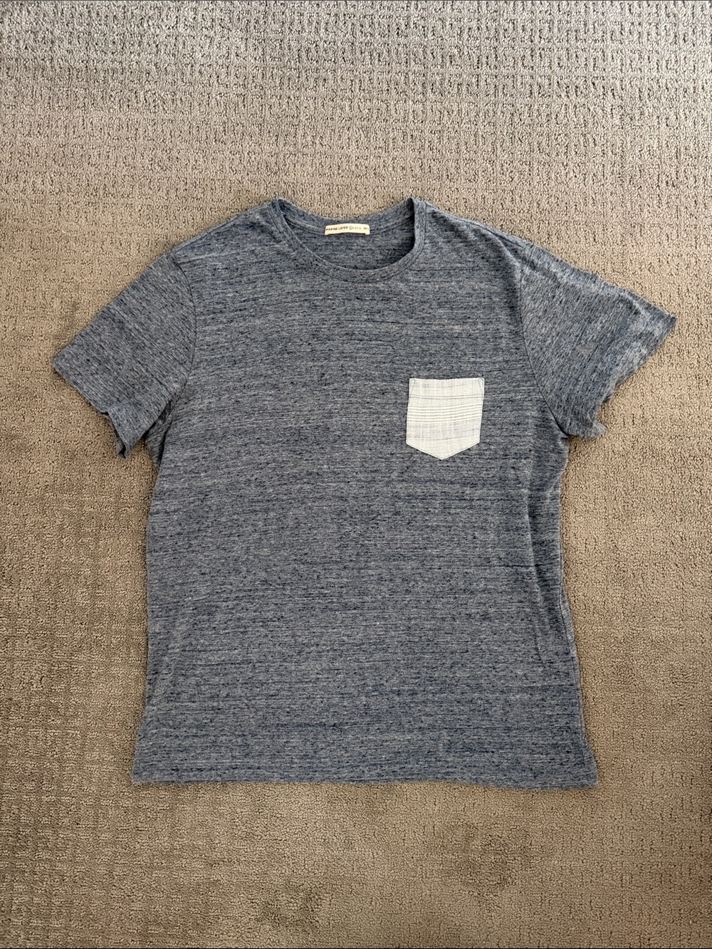 Marine Layer Blue Heather Short Sleeve Tee with Contrast Pocket